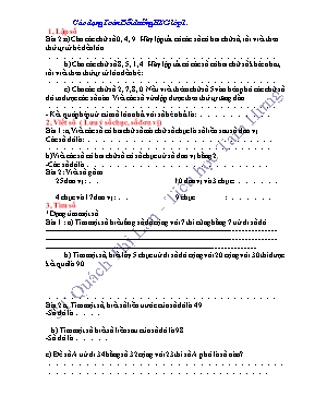 Các dạng bài tập Toán Lớp 1
